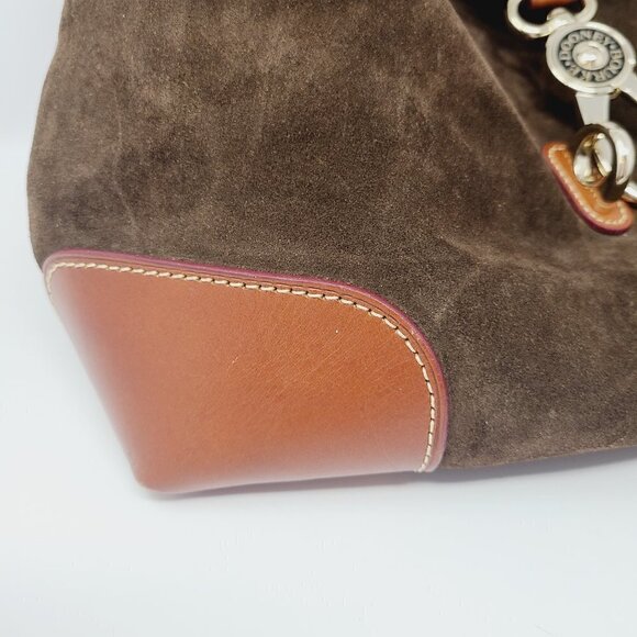 Dooney & Bourke | Large Vintage Chocolate Brown Suede Leather Handbag (One Size) - Picture 12 of 14